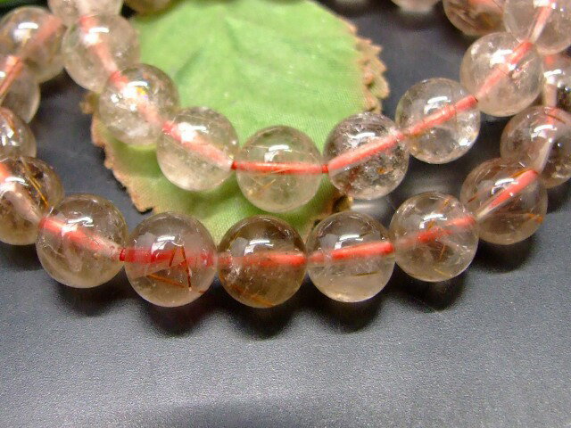 68099　 ルチルクォーツ 針水晶 10mm~11mm ブレスレット 内径18cm ポーチ付き 送料無料 ブラジル産 天然石 パワーストーン