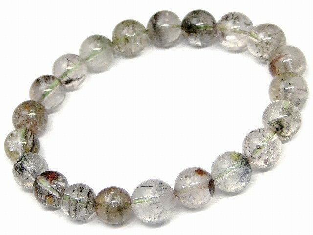 68123　 ルチルクォーツ ガーデン入り 針水晶 9mm~10mm ブレスレット 内径17cm ポーチ付き 送料無料 ブラジル産 天然石 パワーストーン