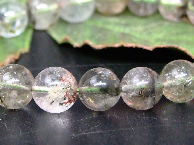 68123　 ルチルクォーツ ガーデン入り 針水晶 9mm~10mm ブレスレット 内径17cm ポーチ付き 送料無料 ブラジル産 天然石 パワーストーン