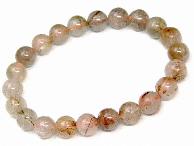 68128　 ミックスルチルクォーツ 針水晶 10mm ブレスレット 内径19cm ポーチ付き 送料無料 ブラジル産 天然石 パワーストーン