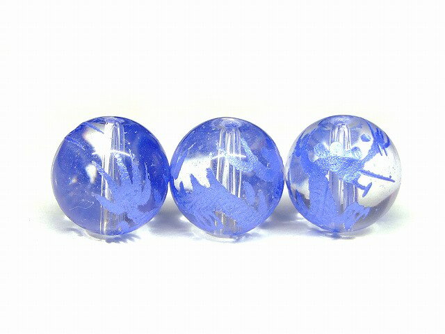 66051　　水晶 14mm 1粒売り 龍彫り 青彫り クリスタル クォーツ ネコポス送料無料 ブラジル産 天然石 ..