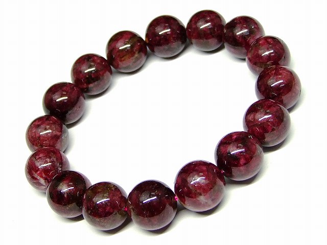 66133　　ルベライト レッドトルマリン 電気石 12mm AAA ブレスレット 内径18cm ポーチ付き 送料無料 ブラジル産 天然石 パワーストーン