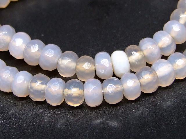 g3-991M　　グレーアゲート 瑪瑙 メノウ 6mm×4mm ボタンカット ソロバンカット ブレスレット 内径調節可 送料無料 天然石 パワーストーン