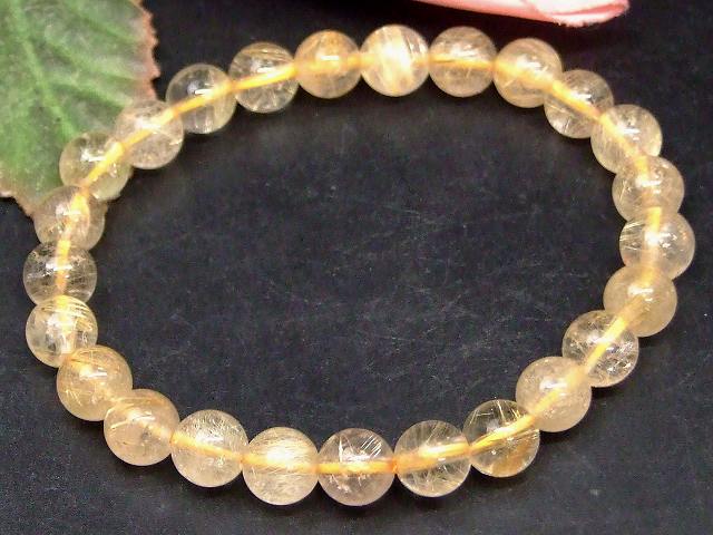 68295　　タイチンルチルクォーツ 針水晶 8mm A ブレスレット 内径18cm ポーチ付き 送料無料 ブラジル産 天然石 パワーストーン