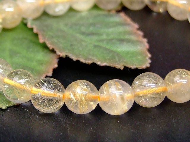 68295　　タイチンルチルクォーツ 針水晶 8mm A ブレスレット 内径18cm ポーチ付き 送料無料 ブラジル産 天然石 パワーストーン