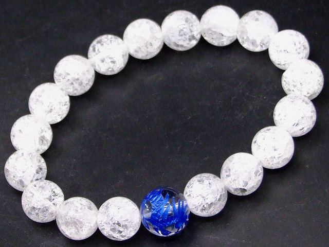 樂天商城 - 68323　　 今月の半額 わけあり 10mm クラック水晶 12mm 水晶 龍 青彫り ブレスレット 内径調節可 ポーチ付き 送料無料 天然石 パワーストーン