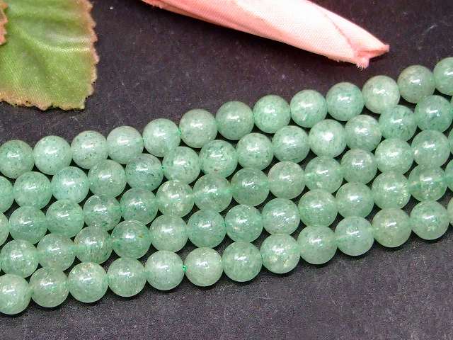 g3-655C　　グリーンストロベリークォーツ 6mm A 1連39cm 通し針、解説書、1mゴム付き 送料無料 天然石 パワーストーン