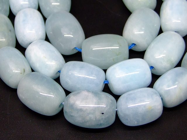 b3-7128　　アクアマリン 16mm×12mm AA 1連40cm 通し針、解説書、1mゴム付き 送料無料 天然石 パワーストーン