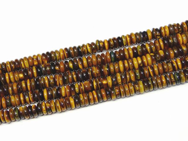 g3-2101E　　イエロータイガーアイ 黄虎目石 6mm×2mm そろばん ソロバン 算盤 1連39cm 通し針、解説書、1mゴム付き 送料無料 南アフリカ共和国産 天然石 パワーストーン