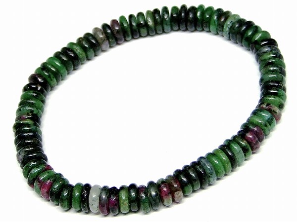 g3-1058E　　ルビーインゾイサイト 6mm×2mm そろばん ソロバン 算盤 ブレスレット 内径調整可 送料無料..