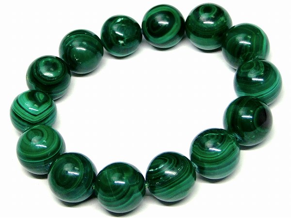 66643　　今月の半額 わけあり 天眼 マラカイト 孔雀石 14mm〜16mm ブレスレット 内径17cm ポーチ付き ..