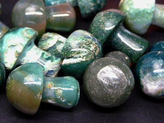 66534　　今月の半額 わけあり モスアゲート 苔瑪瑙 21mm×15mm×9mm 5個セット きのこ キノコ ネコポス送料無料 天然石 パワーストーン