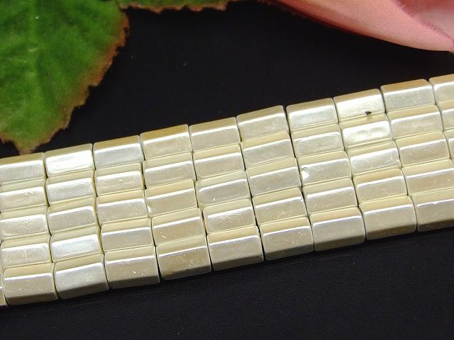 H3-1M　　工場処分品特価 今月半額以下 わけあり ヘマタイト アイボリー 磁気あり 8mm×5mm〜6mm 磁有 1連40cm 通し針、解説書、1mゴム付き 送料無料 イギリス産 天然石 パワーストーン