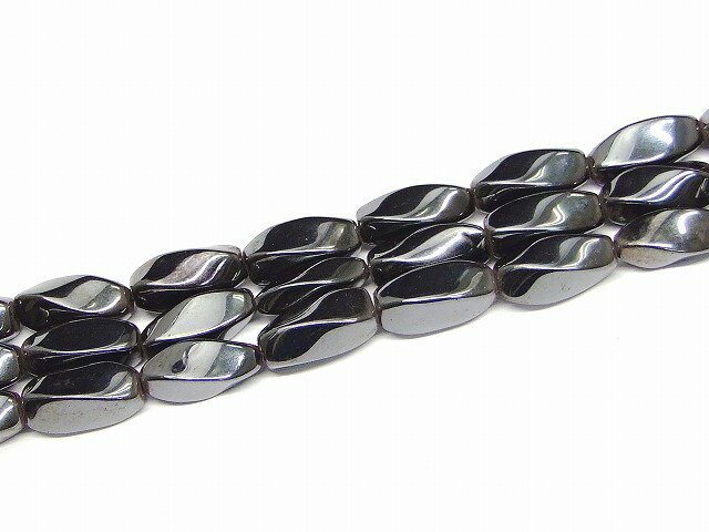 g3-841C　　ヘマタイト 磁気あり 16mm×8mm ツイスト 磁有 1連39cm 通し針、解説書、1mゴム付き ネコポス送料無料 イギリス産 天然石 パワーストーン