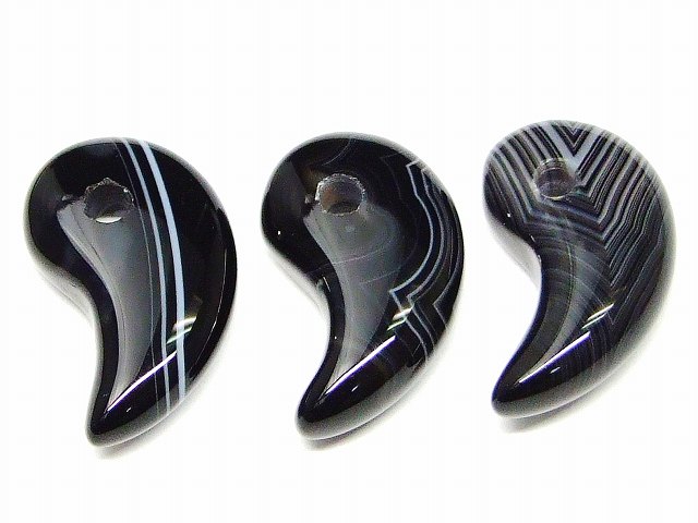 樂天商城 - 66482A　　勾玉 縞オニキス 18mm×12mm 1個売り ネコポス送料無料 天然石 パワーストーン