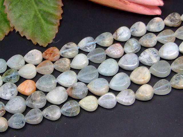 b3-7113　　今月の半額 わけあり アクアマリン 9mm×8mm 雫 しずく シズク 1連39cm 通し針、解説書、1mゴム付き 送料無料 天然石 パワーストーン