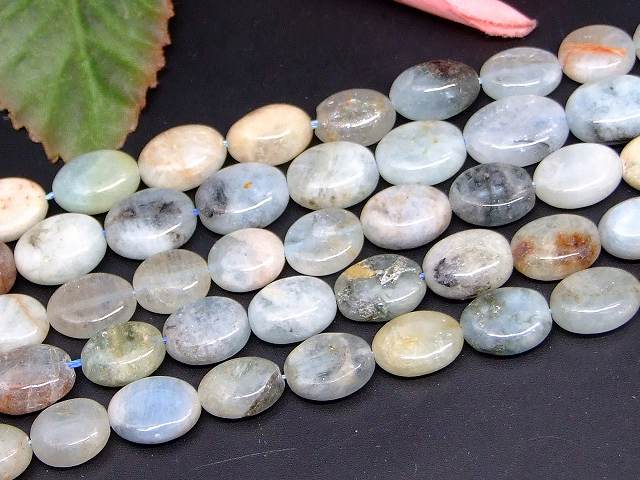 b3-7115　　今月の半額 わけあり アクアマリン 16mm×11mm〜10mm×9mm オーバル 1連39cm 通し針、解説書、1mゴム付き 送料無料 天然石 パワーストーン