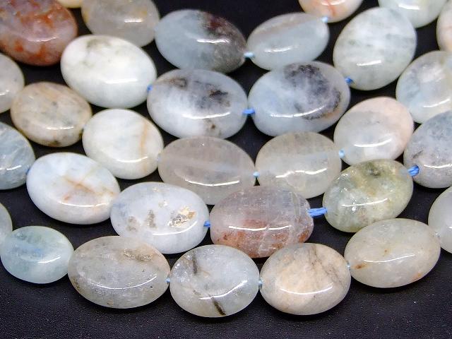 b3-7115　　今月の半額 わけあり アクアマリン 16mm×11mm〜10mm×9mm オーバル 1連39cm 通し針、解説書、1mゴム付き 送料無料 天然石 パワーストーン