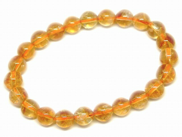 g3-33C　　虹入り シトリン 黄水晶 7mm〜8mm AA ブレスレット 内径16cm ポーチ付き 送料無料 天然石 パ..