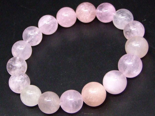 66792　　モルガナイト ピンクベリル 12mm〜14mm AA ブレスレット 内径19cm ポーチ付き ピンクアクアマリン ブラジル産 送料無料 天然石 パワーストーン