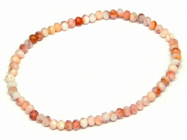 樂天商城 - g3-29W　　ピンクアベンチュリン 3mm〜4mm×2mm ボタンカット ソロバンカット ブレスレット 内径調節可 送料無料 インド産 天然石 パワーストーン