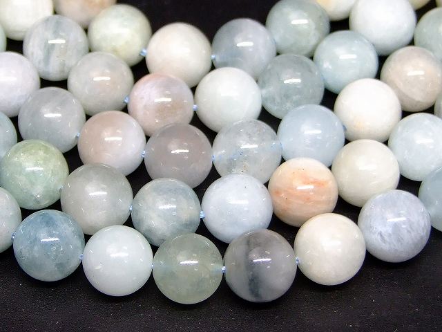 b3-7301　　アクアマリン 9mm A 1連39cm 通し針、解説書、1mゴム付き 送料無料 天然石 パワーストーン