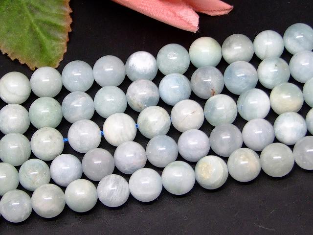 b3-7306　　アクアマリン 10mm A+ 1連39cm 通し針、解説書、1mゴム付き 送料無料 天然石 パワーストーン