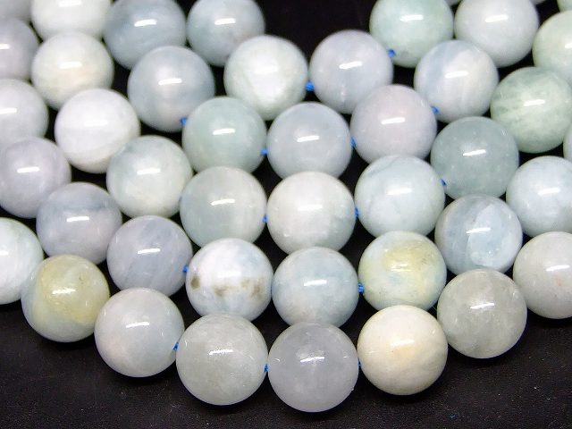 b3-7306　　アクアマリン 10mm A+ 1連39cm 通し針、解説書、1mゴム付き 送料無料 天然石 パワーストーン