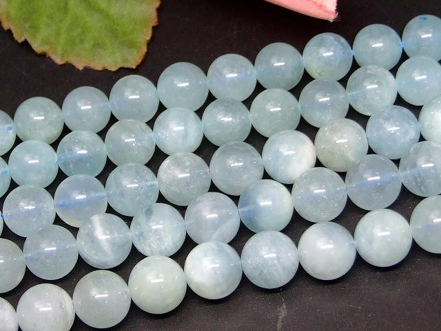 b3-7309　　アクアマリン 10mm AA+ 1連39cm 通し針、解説書、1mゴム付き 送料無料 天然石 パワーストーン