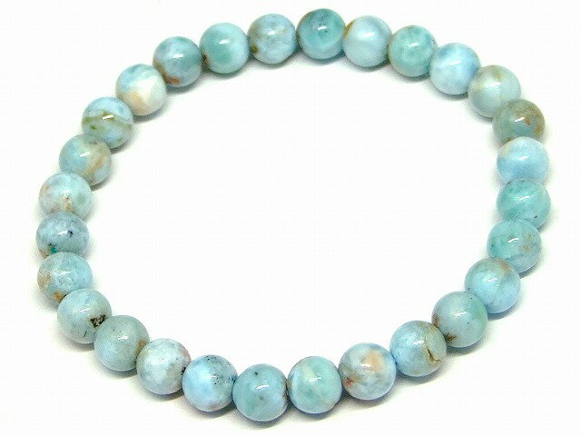 g3-1004F　　ラリマー 6mm A ドミニカ共和国産 ブレスレット 内径16cm ポーチ付き 鑑別済・本物保証 送料無料 天然石 パワーストーン