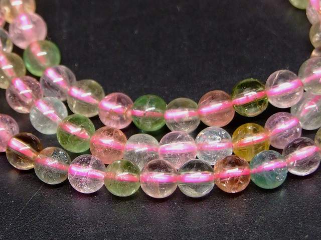 66951　　ミックストルマリン 電気石 4mm AAAA 三重ブレスレット ネックレス 長さ55cm 送料無料 ブラジル産 天然石 パワーストーン