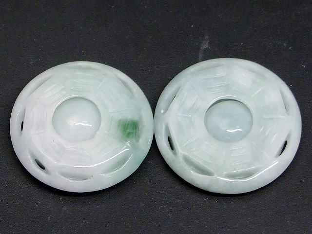 樂天商城 - g3-3500W　　ミャンマー翡翠 ペンダントトップ 25mm 1個売り 八卦 魔除け 厄災除け ヒスイ ジェイド ジェード ミャンマー産 送料無料 天然石 パワーストーン