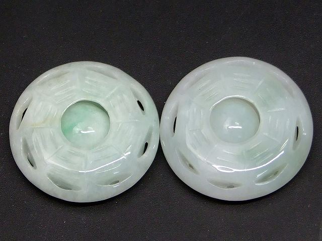 樂天商城 - g3-3500S　　ミャンマー翡翠 ペンダントトップ 26mm 1個売り 八卦 魔除け 厄災除け ヒスイ ジェイド ジェード ミャンマー産 送料無料 天然石 パワーストーン