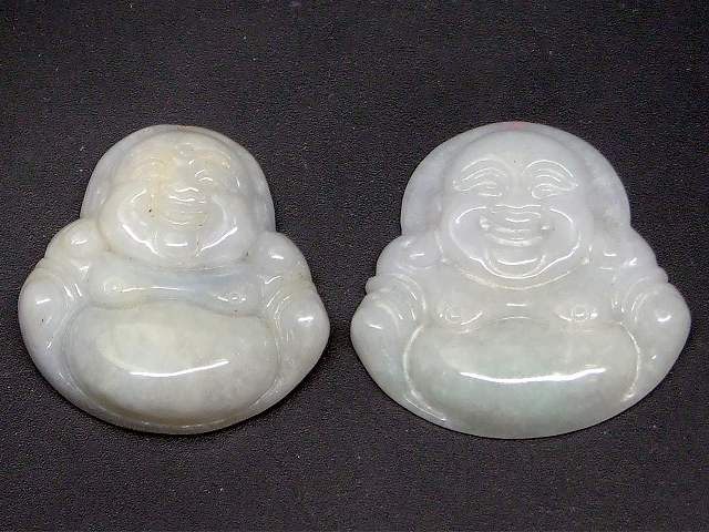 66848　　ミャンマー翡翠 ペンダントトップ 25mm×23mm 1個売り 七福神 布袋 笑門来福 ヒスイ ジェイド ジェード ミャンマー産 送料無料 天然石 パワーストーン