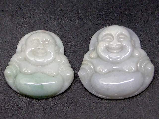 66849　　ミャンマー翡翠 ペンダントトップ 27mm 1個売り 七福神 布袋 笑門来福 ヒスイ ジェイド ジェ..