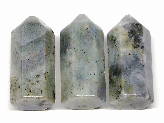 67029K　　今月の半額 わけあり ラブラドライト 37mm×17mm 1個売り 六角 ヘキサゴン ポイント 曹長灰 ..