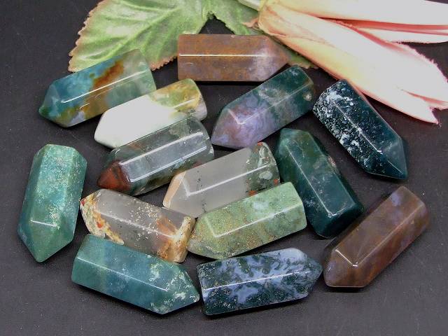 67029G　　今月の半額 わけあり アゲート 37mm×17mm 1個売り 六角 ヘキサゴン ポイント 瑪瑙 メノウ ネコポス送料無料 天然石 パワーストーン