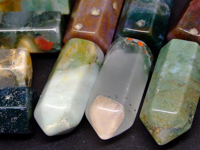 67029G　　今月の半額 わけあり アゲート 37mm×17mm 1個売り 六角 ヘキサゴン ポイント 瑪瑙 メノウ ネコポス送料無料 天然石 パワーストーン