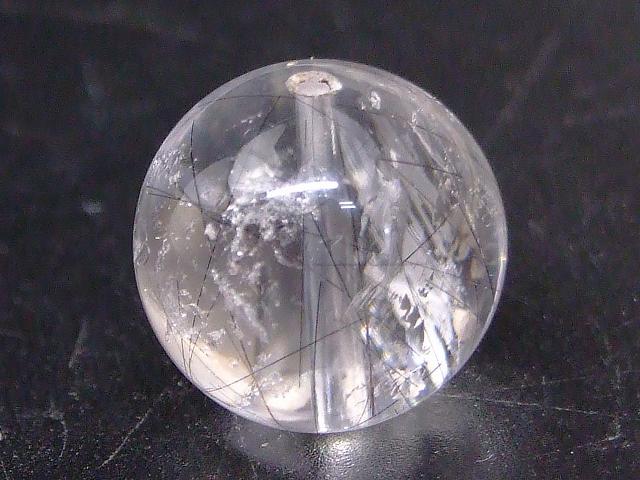 67069　　ブラックルチルクォーツ 針水晶 14mm AA 1粒売り 送料無料 ブラジル産 天然石 パワーストーン