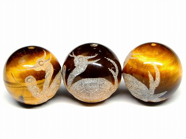 66971　　タイガーアイ 黄虎目石 16mm 1粒売り 玄武 素彫り 南アフリカ共和国産 ネコポス送料無料 天然石 パワーストーン