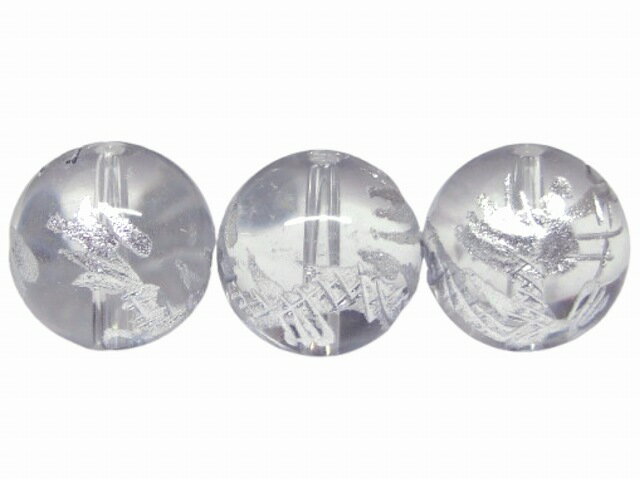 67112　　龍彫り 銀彫り 水晶 12mm 1粒売り クリスタル クォーツ ネコポス送料無料 ブラジル産 天然石 パワーストーン