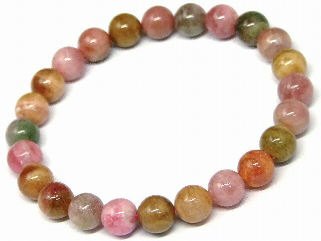g3-859G　　ミックストルマリン 電気石 8mm A ブレスレット 内径17cm ポーチ付き 送料無料 ブラジル産 天然石 パワーストーン