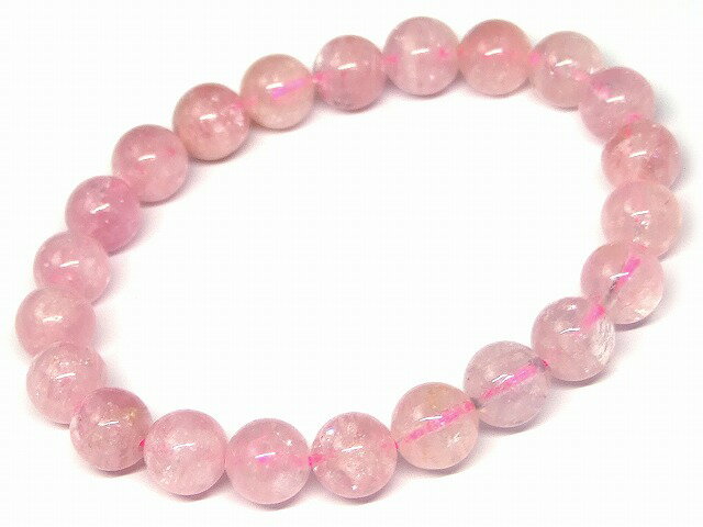 67155　　ピンクトルマリン 電気石 8mm〜9mm AA ブレスレット 内径17cm ポーチ付き 送料無料 ブラジル産 天然石 パワーストーン