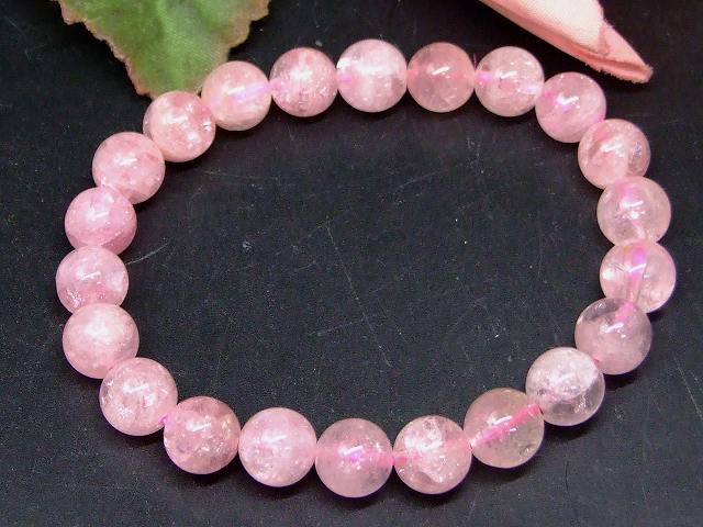 67155　　ピンクトルマリン 電気石 8mm〜9mm AA ブレスレット 内径17cm ポーチ付き 送料無料 ブラジル産 天然石 パワーストーン