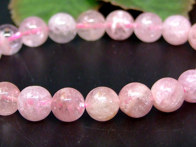 67155　　ピンクトルマリン 電気石 8mm〜9mm AA ブレスレット 内径17cm ポーチ付き 送料無料 ブラジル産 天然石 パワーストーン