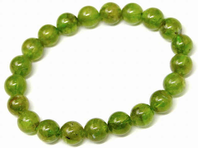 67195　　ペリドット 9mm〜10mm AA+ ブレスレット 内径17cm 鑑別済 本物保証 ポーチ付き 送料無料 ミャ..