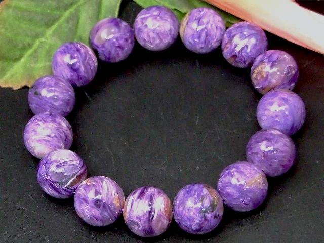 67206　　チャロアイト 14mm 4A ブレスレット 内径17cm ポーチ付き 送料無料 天然石 パワーストーン