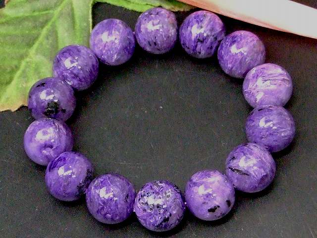 67204　　チャロアイト 15mm 4A ブレスレット 内径17cm ポーチ付き 送料無料 天然石 パワーストーン