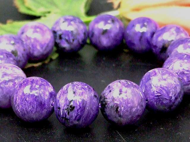 67204　　チャロアイト 15mm 4A ブレスレット 内径17cm ポーチ付き 送料無料 天然石 パワーストーン