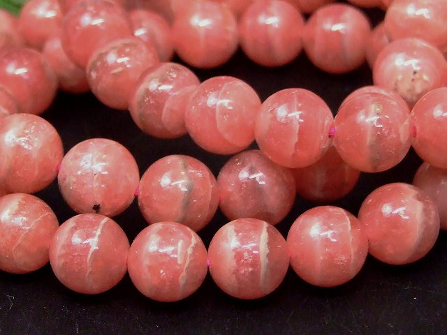 g3-620F　　インカローズ 9mm〜10mm AA ブレスレット 内径17cm 鑑別済・本物保証 ポーチ付き 送料無料 アルゼンチン産 天然石 パワーストーン